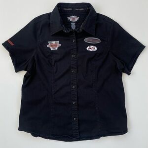 Harley-Davidson Women's Black Garage Mechanic Button Down Shirt Size 1W 1X